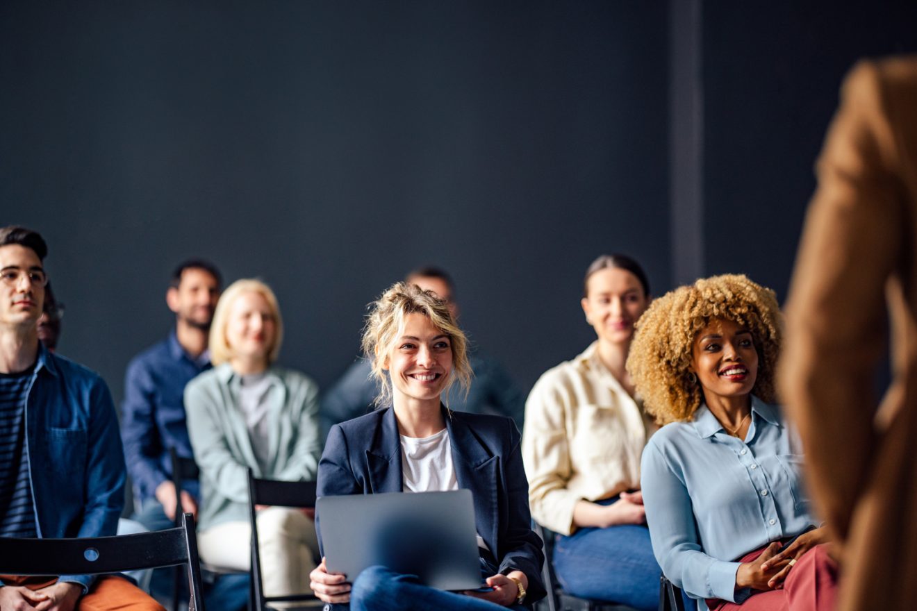 A group of people attends a training session