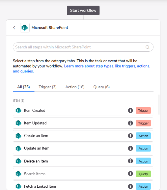 A screenshot of Quickbase's pre-built integrations.