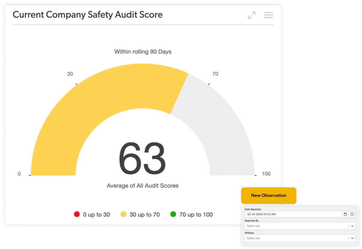 Safety audit and new observation product screenshots layered