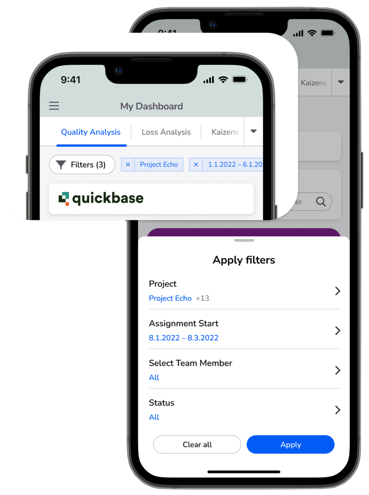 A highlight from a screenshot of Quickbase mobile dashboards