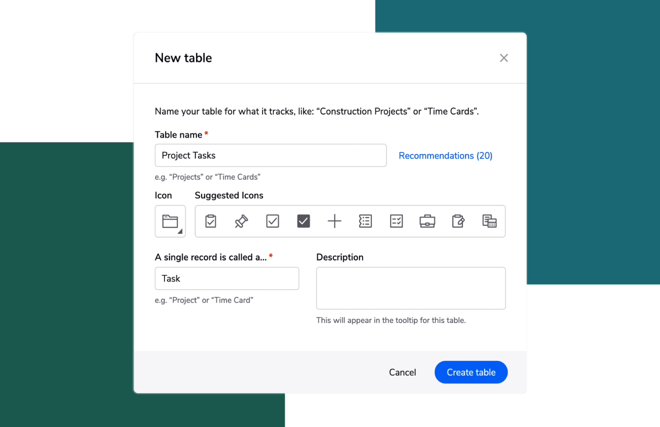A screenshot of Quickbase's Smart Builder interface